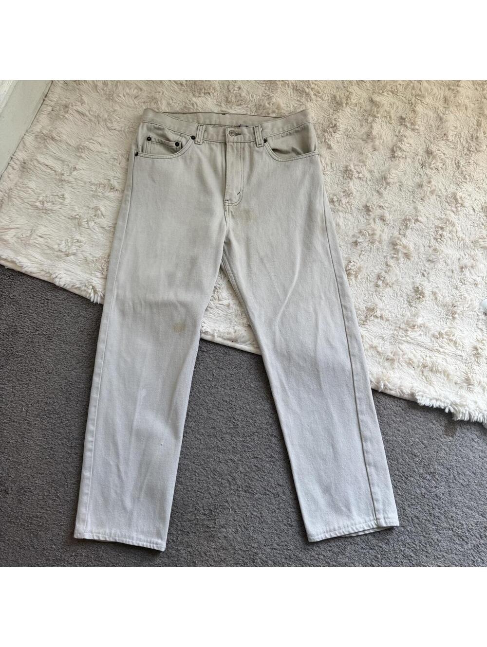 90s Levis 501 Off White Cream Jeans W32 Neutral Straight Leg Cotton